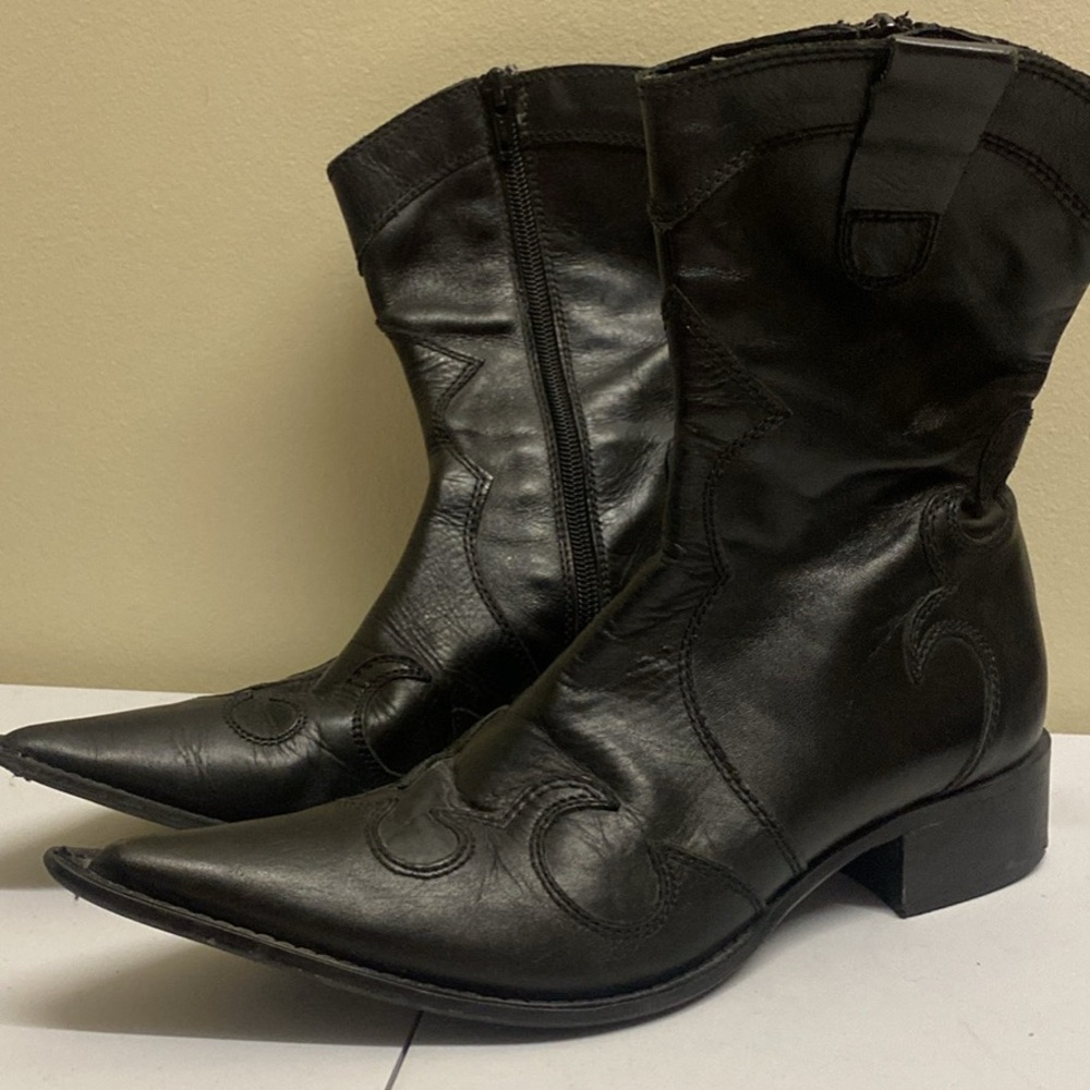 Minelli leather booties cowboy western size 37